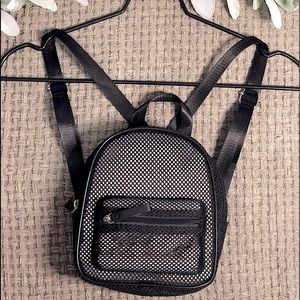 Black mesh mini backpack
